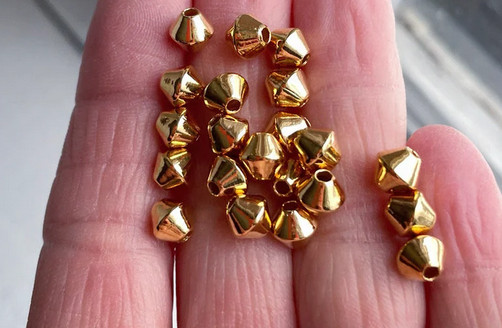 12K GOLD FILLED 5mm Plain BiCONE Beads BAG OF 50. Perfect for Custom Designs!