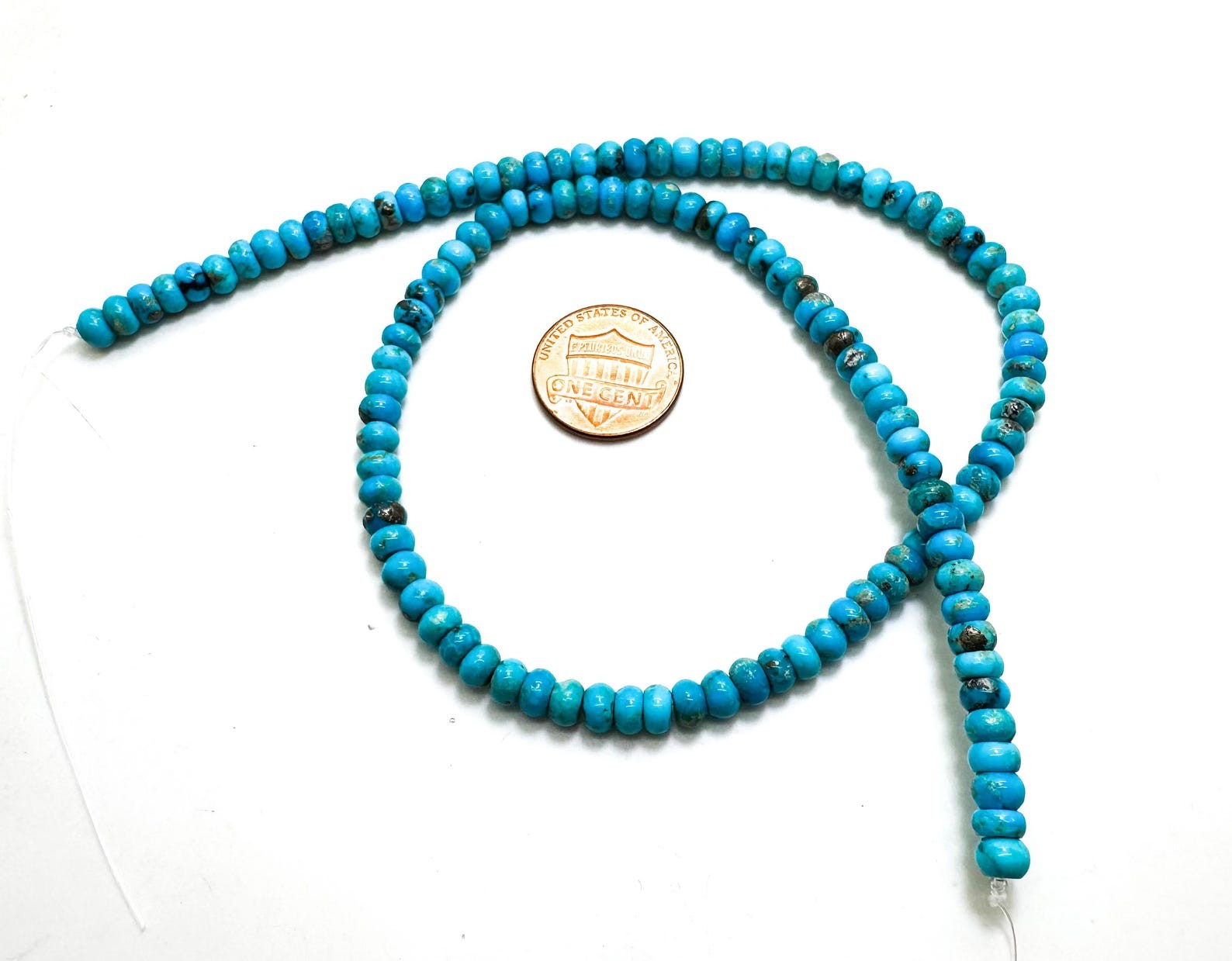 Genuine Natural Blue Kingman Turquoise Smooth Rondelle Gemstone Beads PGS402