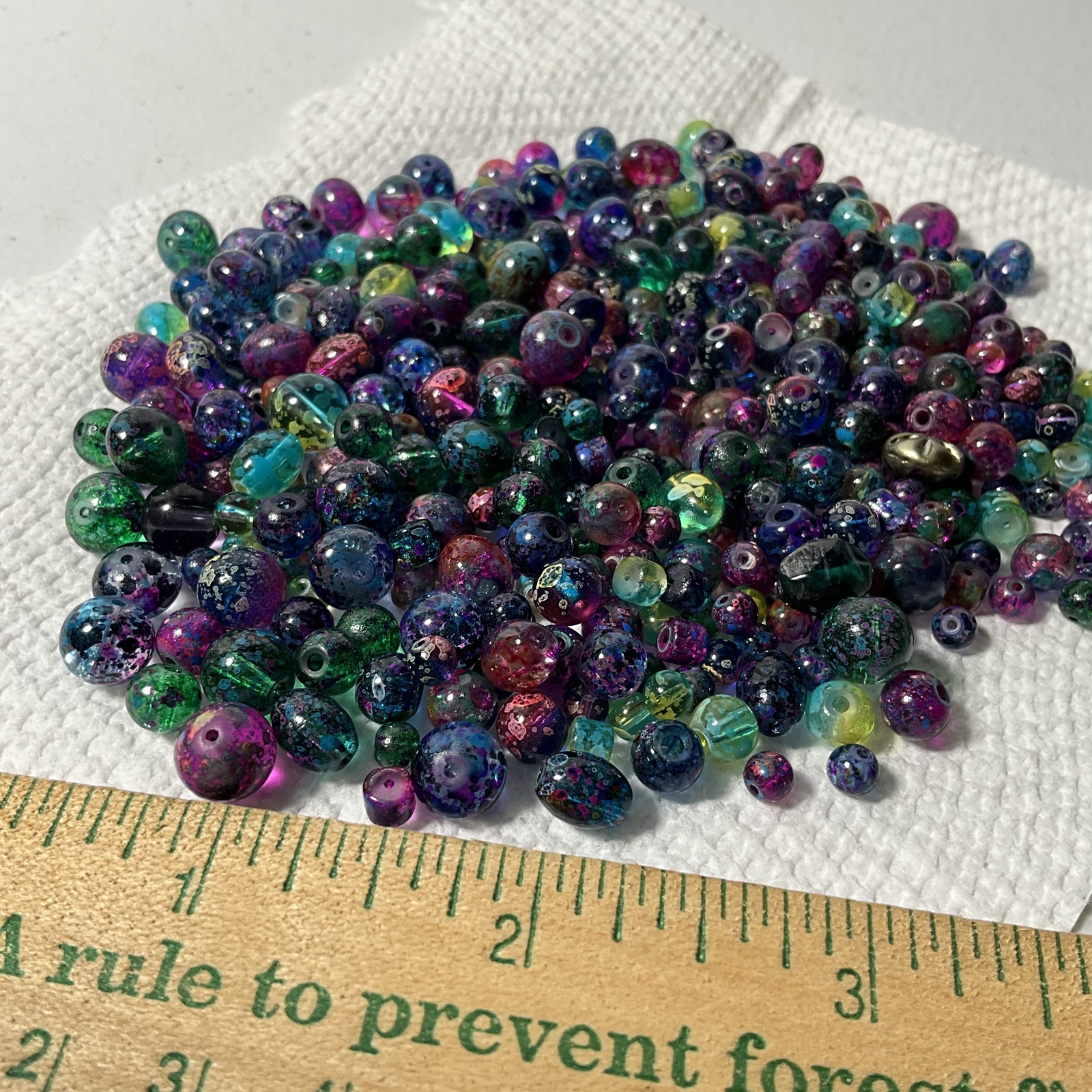 Mixed Glass Beads Bulk Lot Crackle Round Assorted Sizes Colors Jewelry Making