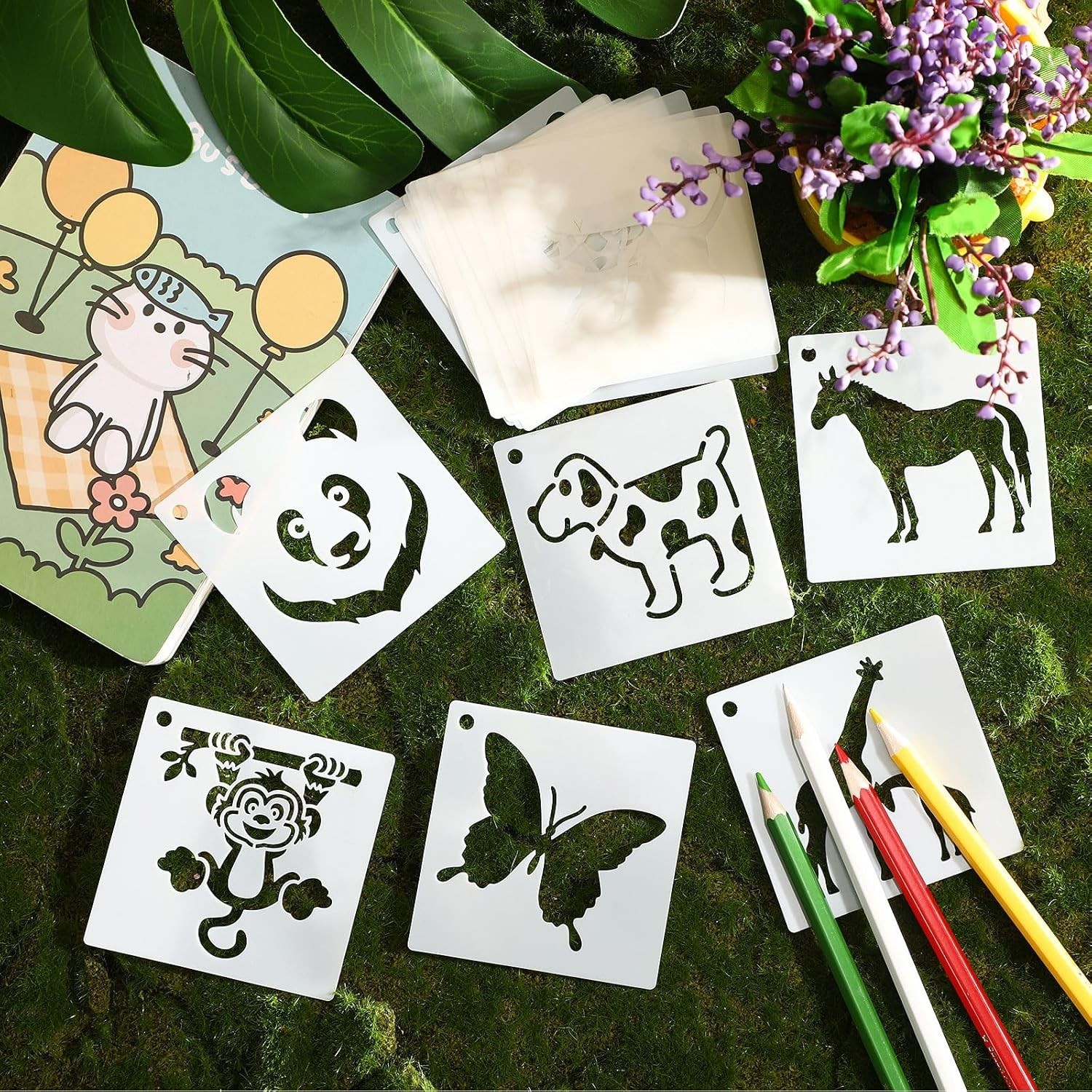 Versatile 56-Piece Animal Stencil Set – 3-Inch for Art on Wood, Fabric & More