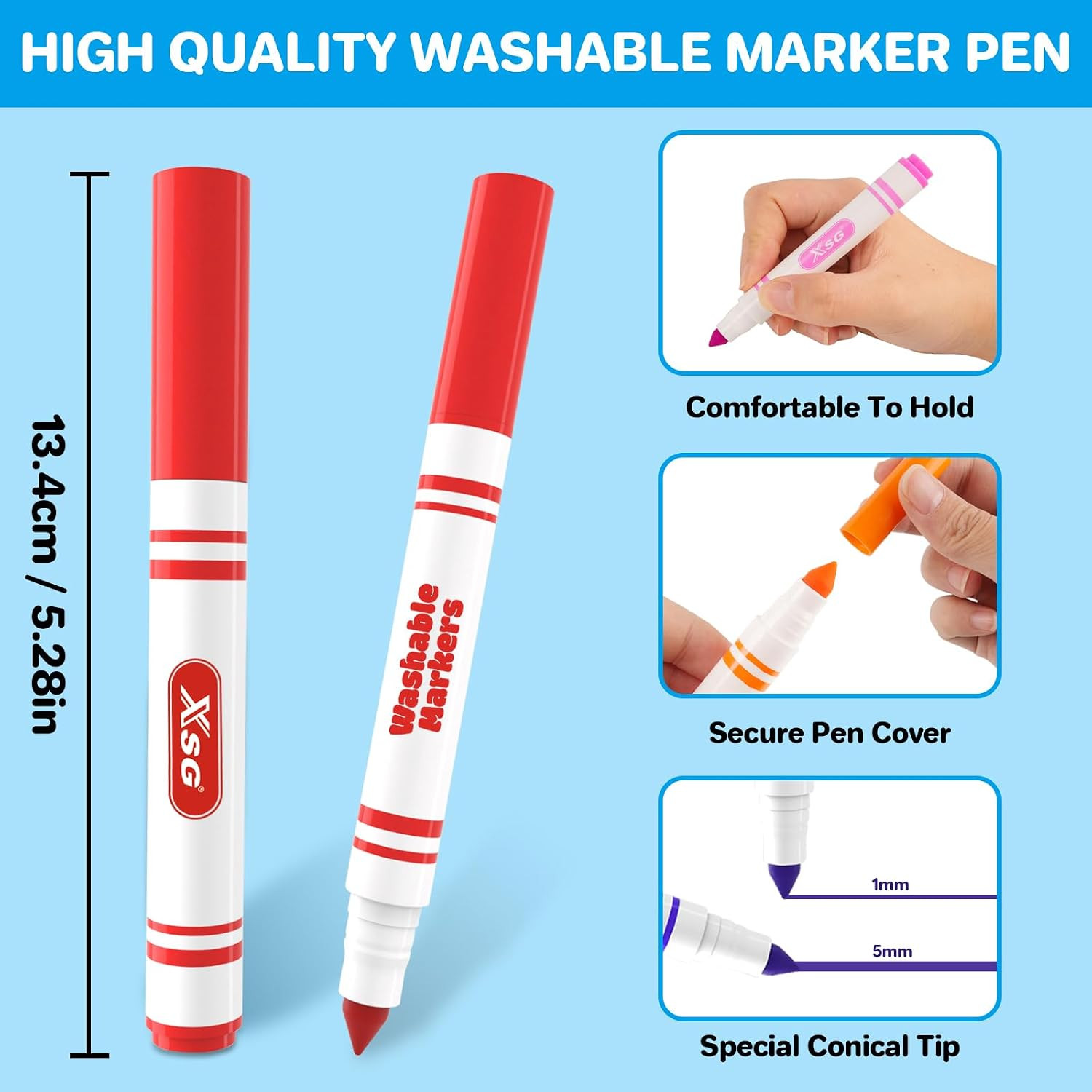 Washable Markers Bulk 300-Count for Classroom, 12 Color Bulk Markers Pack Withbr