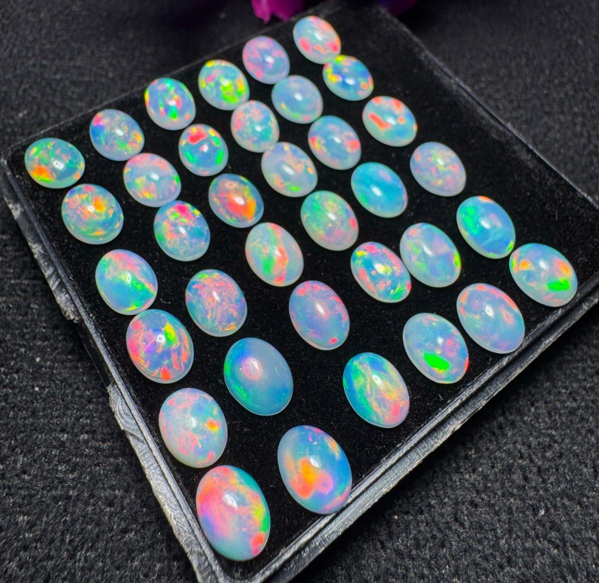 Natural Ethiopian Opal Oval Cabochon Lot 6×4 to 10×8 mm Red Fire Welo Opal Loose