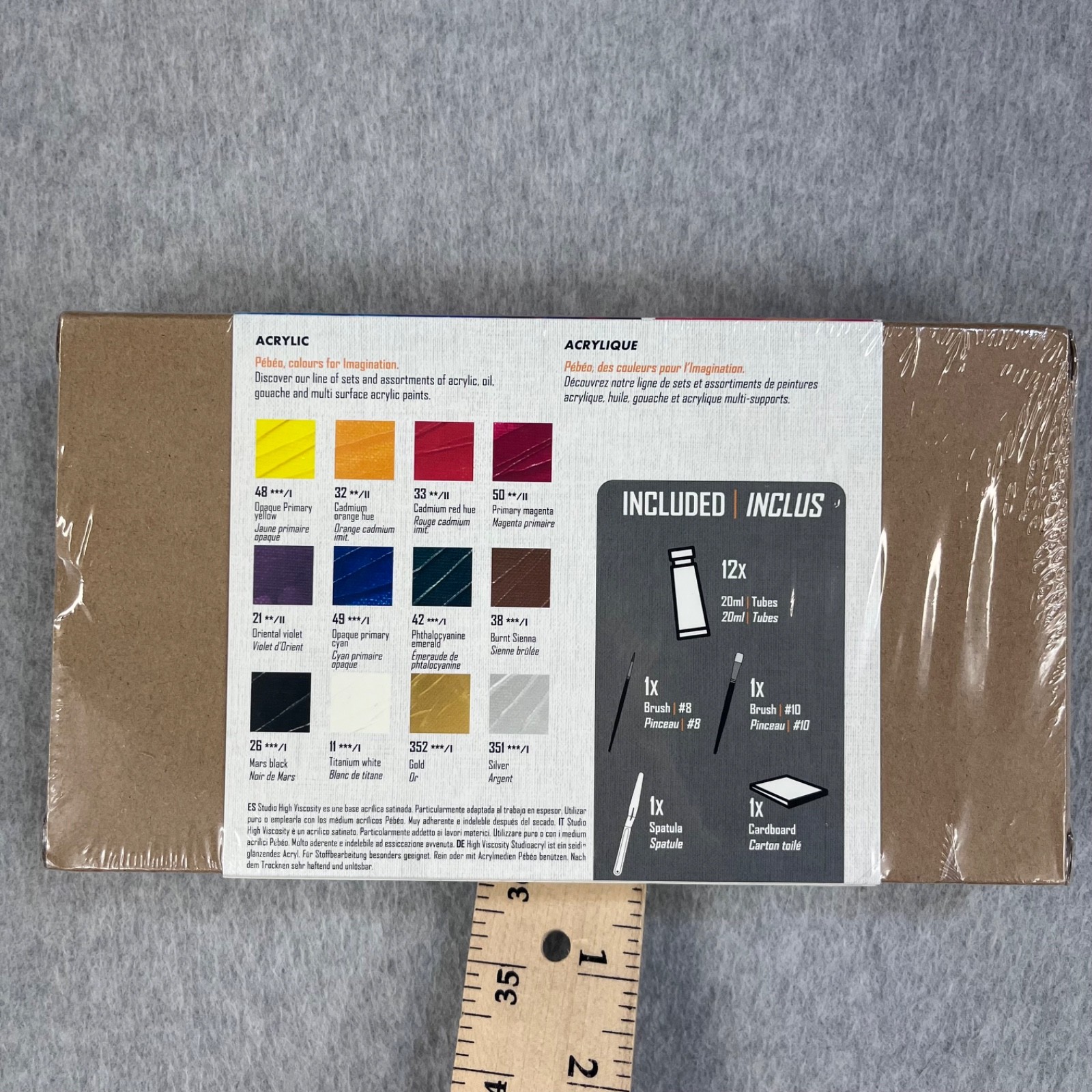 Pebeo Studio Acrylics High Viscosity Paint 12 Colors 20ml Tubes Brush & Spatula