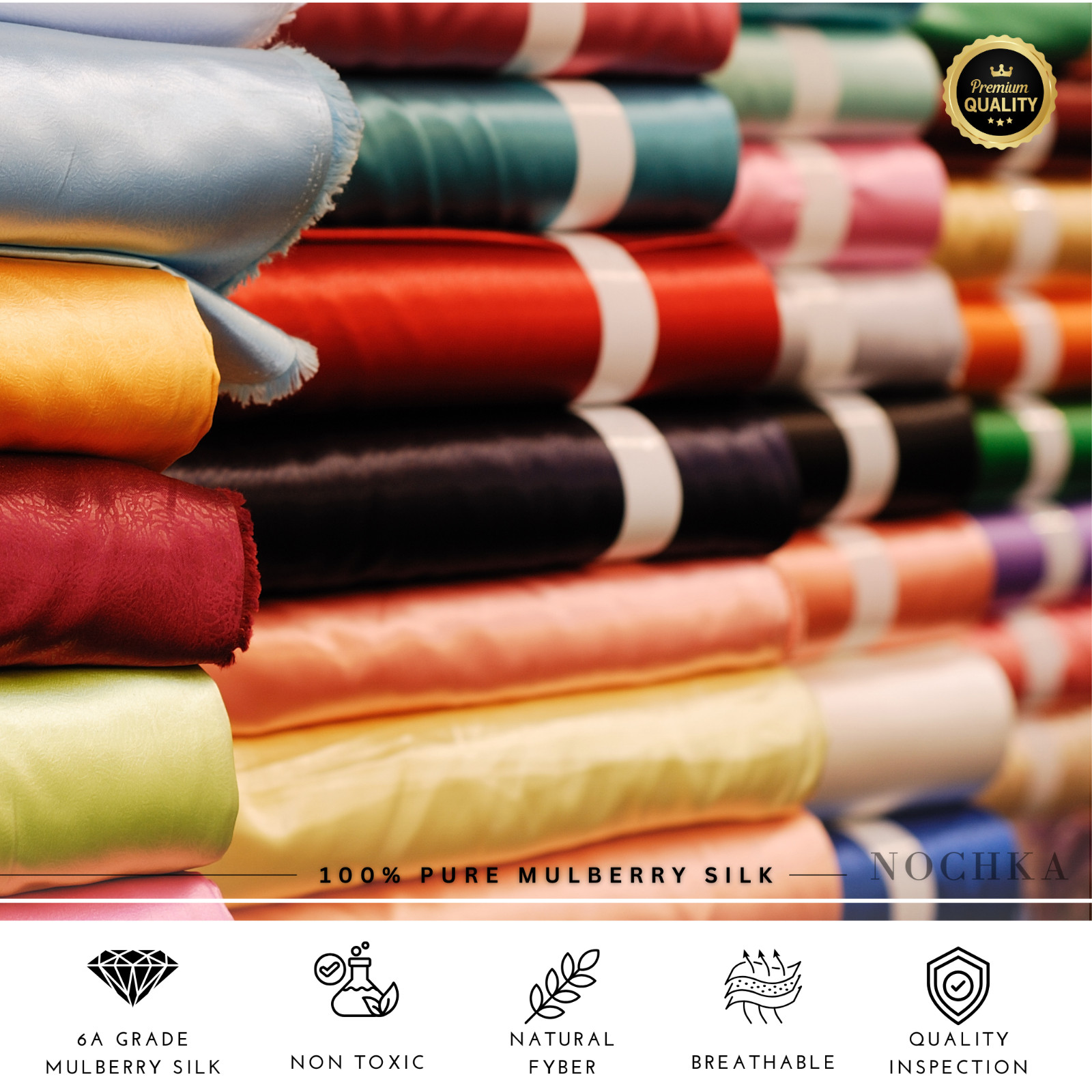 Champagne 100% Pure Mulberry Silk Fabric by the Yard
