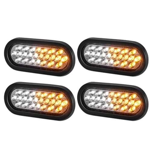 6.3″ Oval Amber/White Strobe Lights 24LEDs Recessed with Quad Amber & White