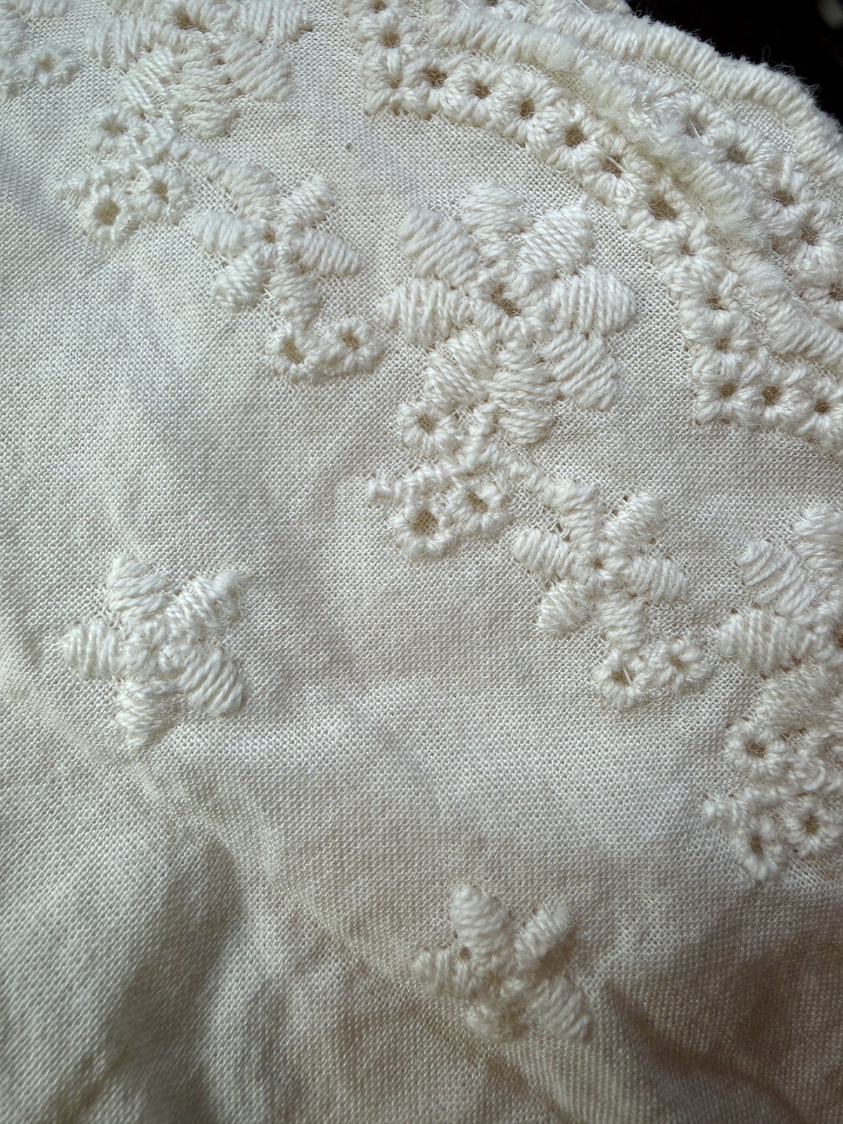 14Yards Cream White 100% Cotton Eyelet Embroidery Lace Trim 4” Wide Floral