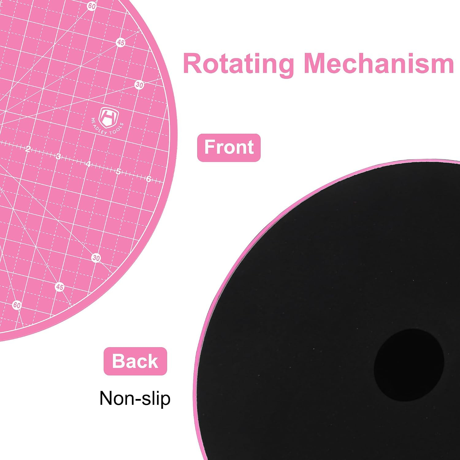 13″ Round Self-Healing Cutting Mat with 360-Degree Rotation, Pink
