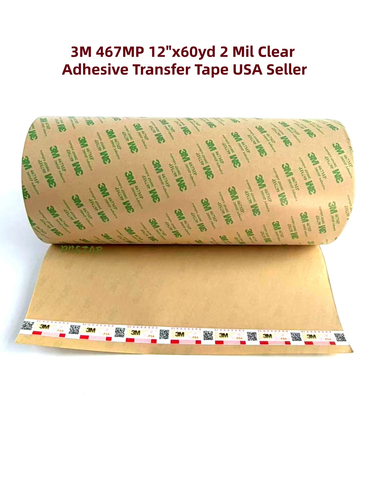 1 Roll 3M 467MP 12″x60yd 2 Mil Clear Adhesive Transfer Tape 68158 USA Seller