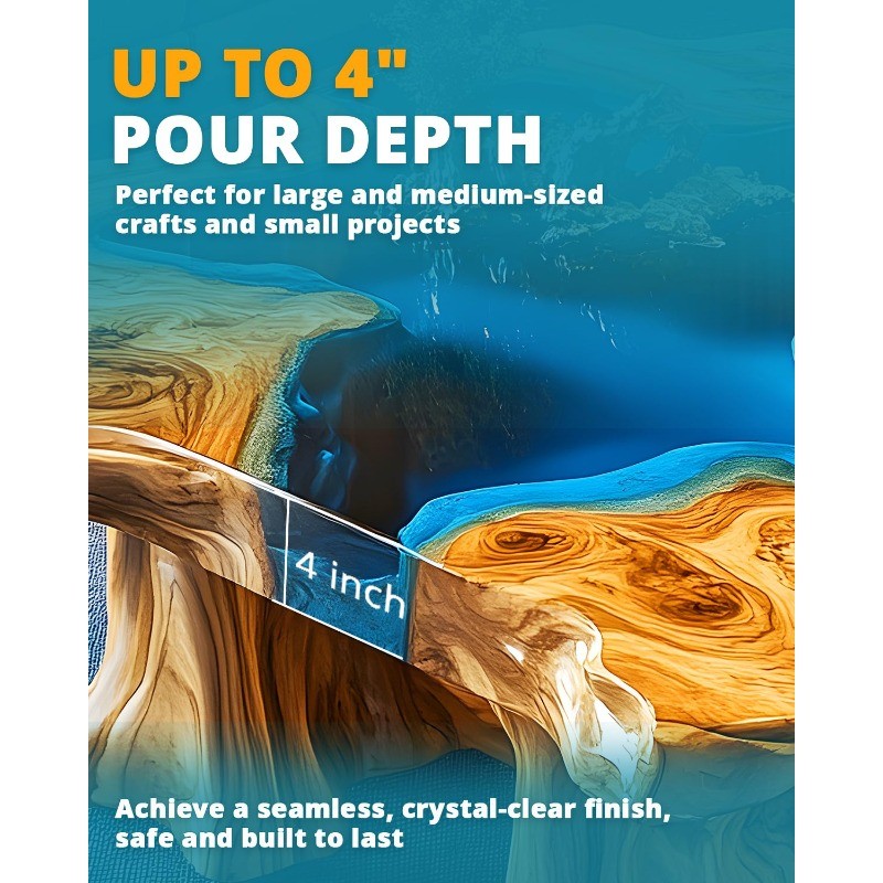 Pour Epoxy Resin-1.5 Gallon 2-4 Inch KHKD RESIN Crystal Clear Resina Epoxica Kit