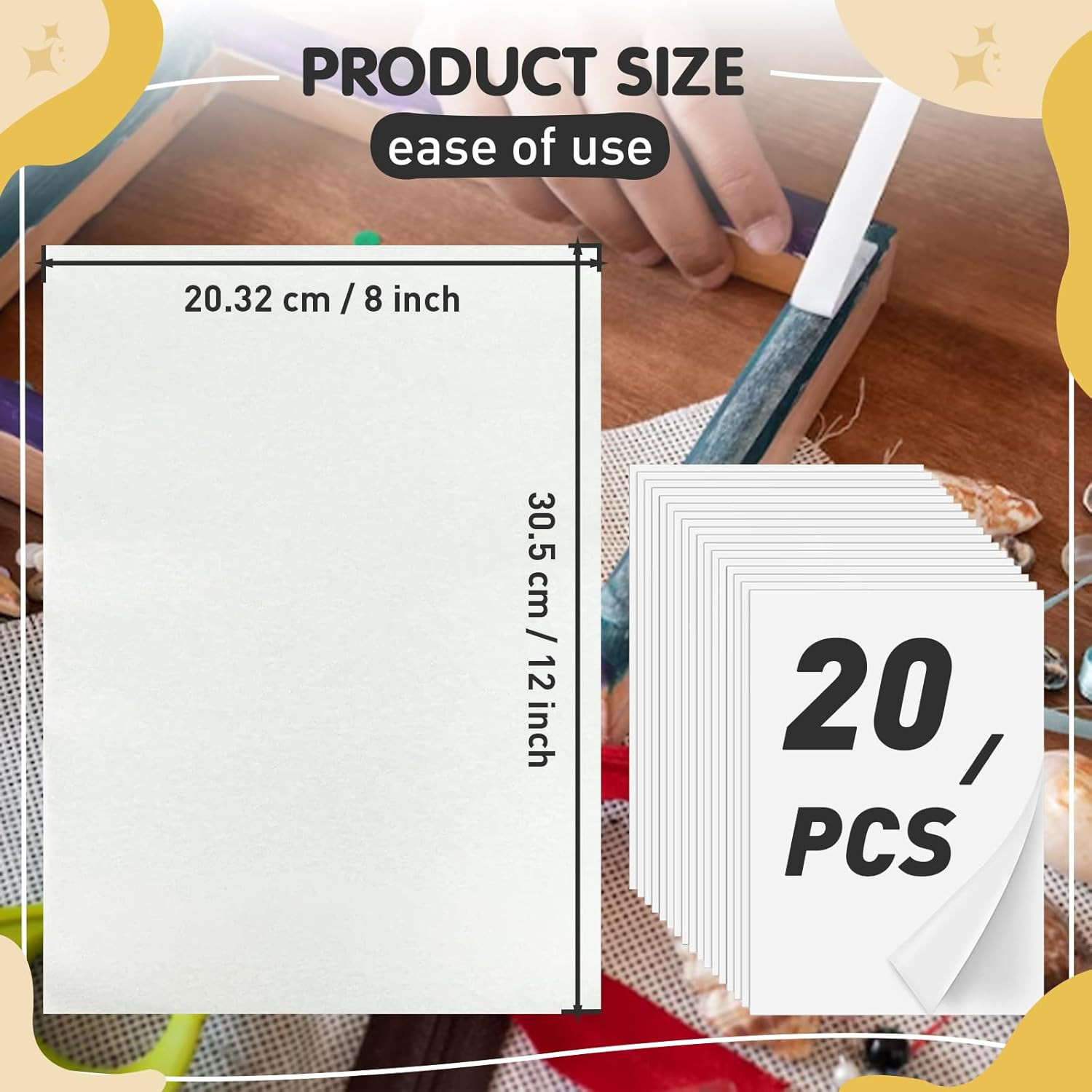Iron On Adhesive Sheets 20PCS, Heavy Weight Double-Sided Heat Melt Fabric Glue S