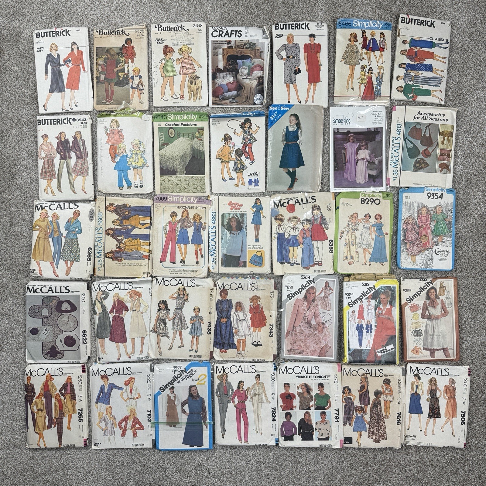 1960s-2000 Clothing Patterns 125+ Adult Child Simplicity Butterick McCalls Vogue