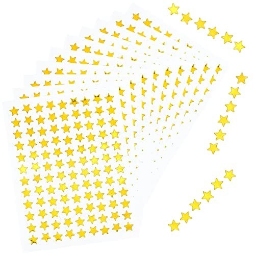 1080 Pcs 10 Sheets Tiny Gold Star Stickers, 0.3″ Diameter Small Reward Stickers