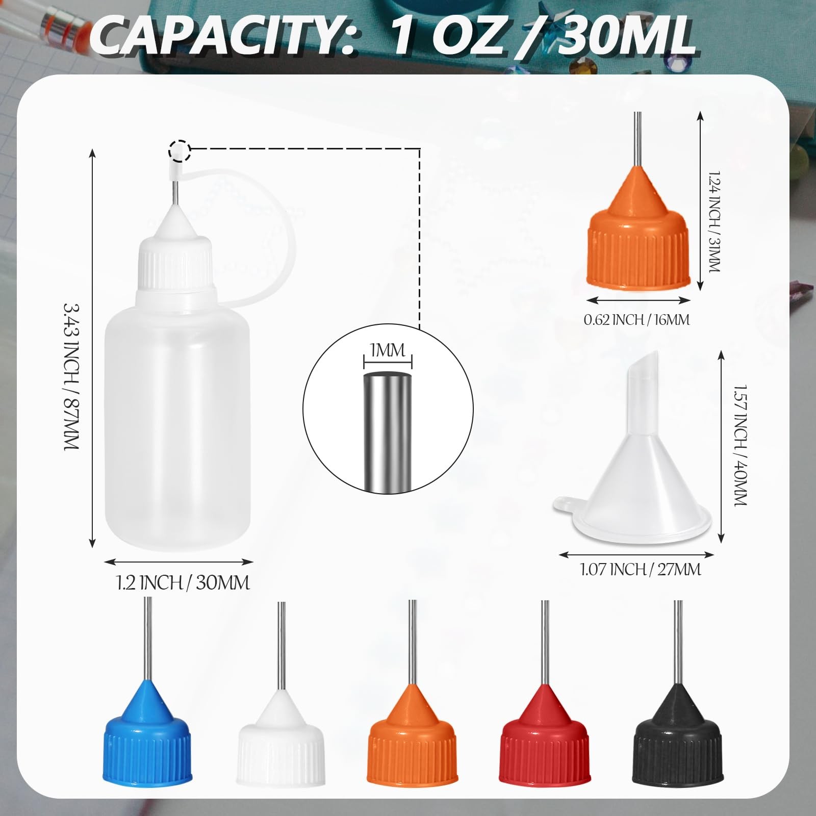 30ml Precision Tip Applicator Bottle, 12 Pcs 6 Color Fine Needle Tip Squeeze …
