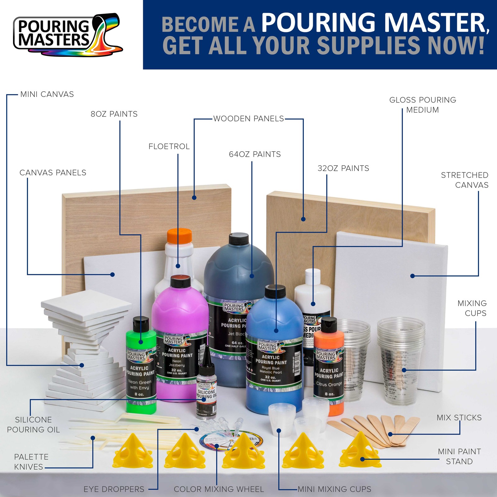 Pouring Masters Ultramarine Blue 64-Ounce Water-Based Acrylic Pouring Paint