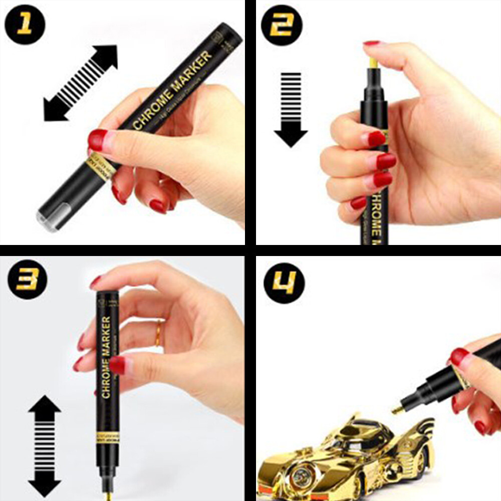Metallic Liquid Chrome Mirror Marker Pen Waterproof Paint Pens Craftwork DIY .