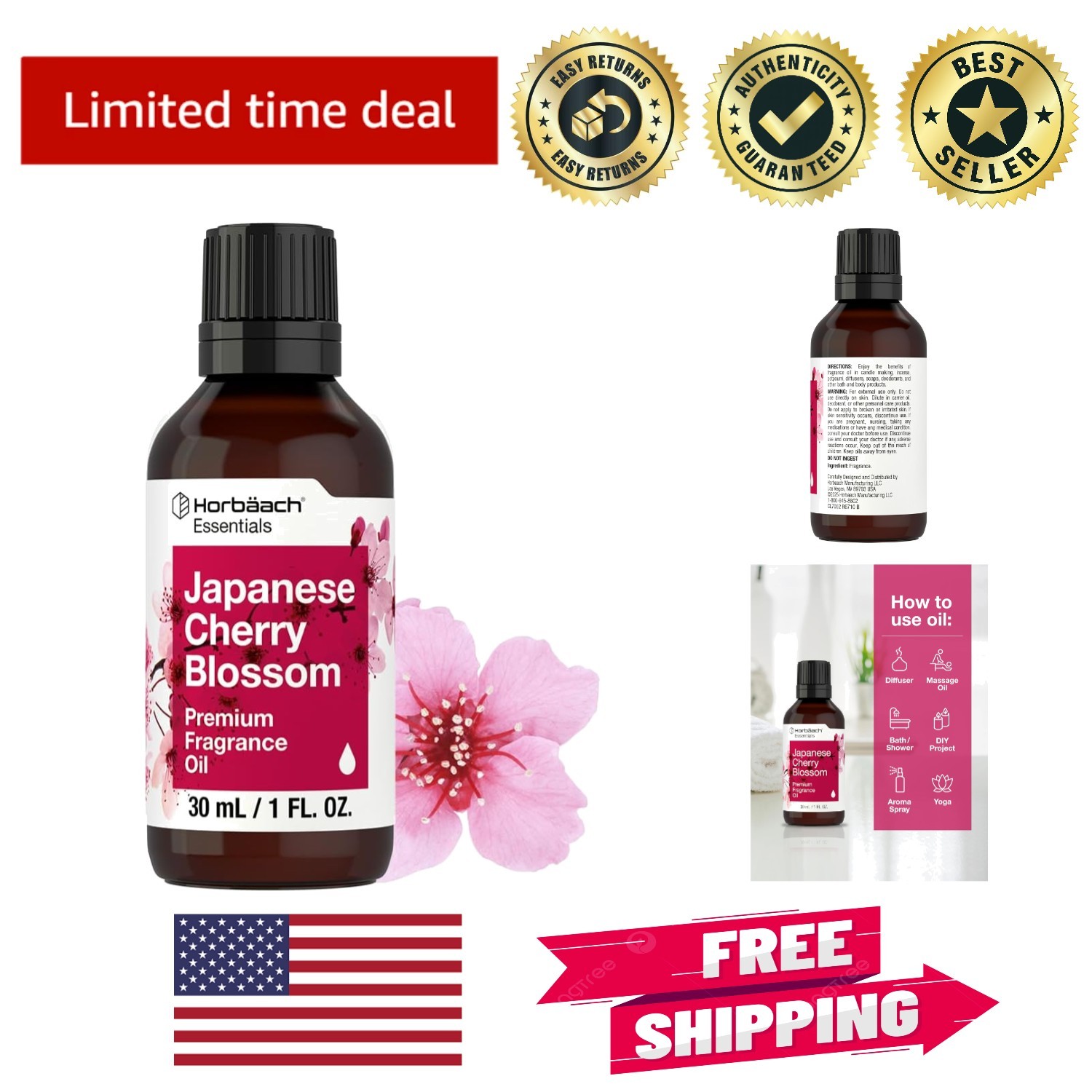 Essential Japanese Cherry Blossom Oil 30ml – Gluten Free Aromatherapy Fragrance