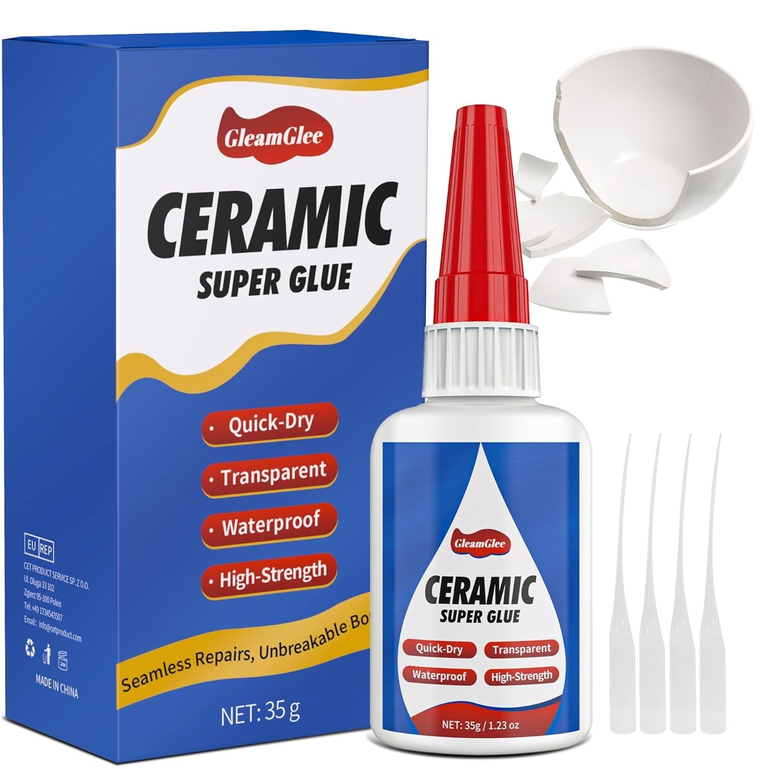 Food Grade, Fast-Drying Super Glue for Ceramic & Porcelain Repairs – 36.5ml