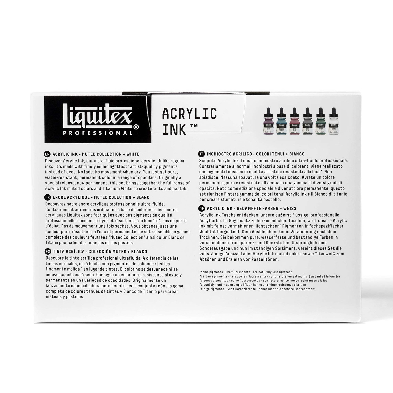 Professional Acrylic Ink, 1-oz (30ml), Muted Collection, Set of 6