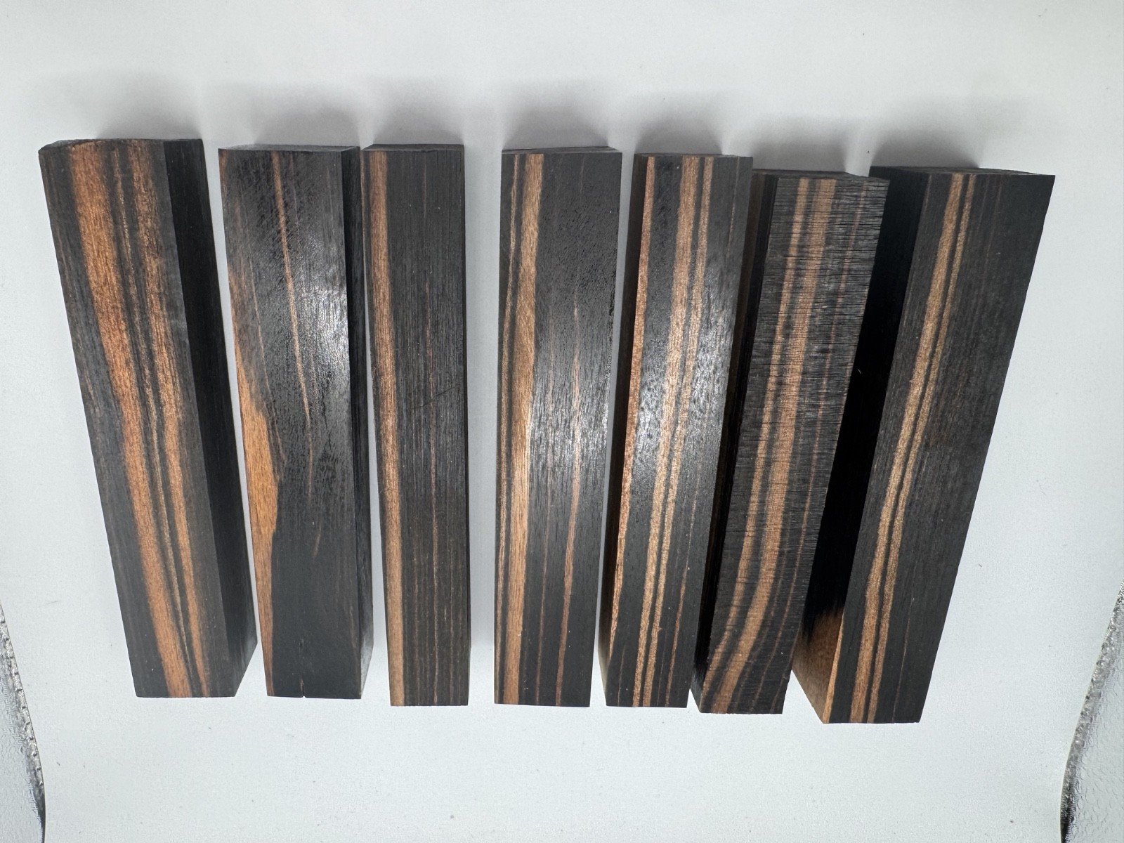 Lot of 7 Stabilized Asian Ebony Pen Blanks 5″ x 3/4″–1″ Wood Turning Lumber