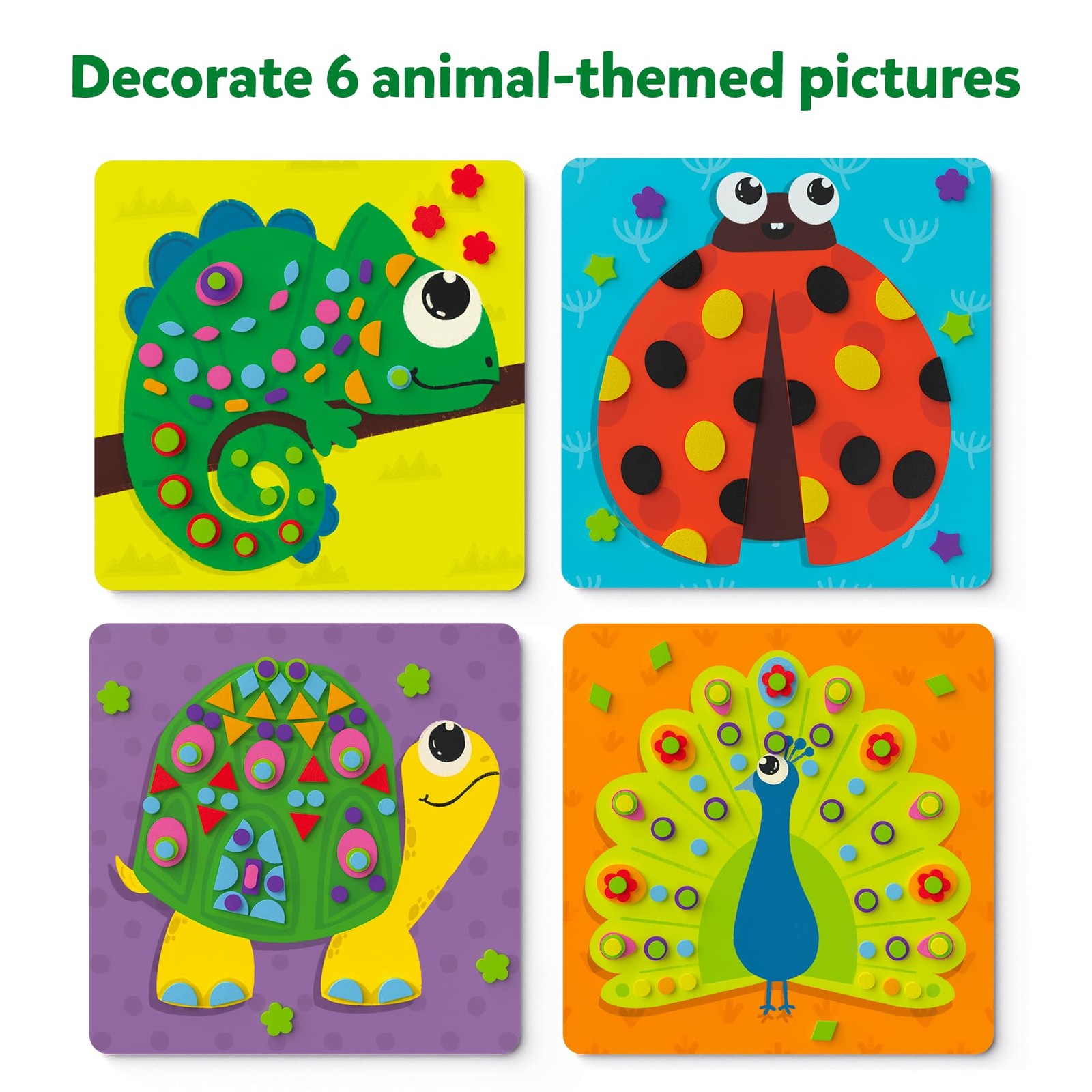 Foam Sticker Art Activity – Animals, Mess-Free Fun for Kids, 800+ 3D Foam Sti…