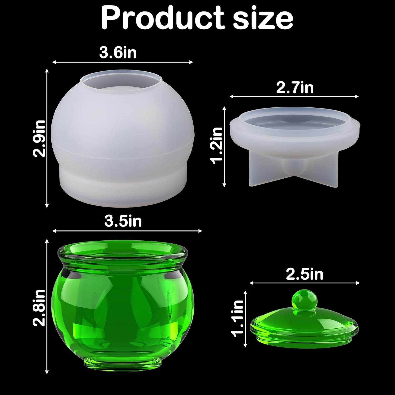 Jar Resin Molds Silicone, Large Jars Silicone Molds with Lid for Epoxy Resin Cas