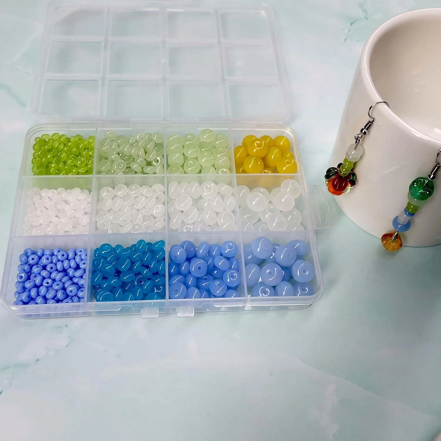 825pcs Abacus Disk Shade Rondelle Loose Spacer Glass Beads of 4 Sizes for DIY Cr