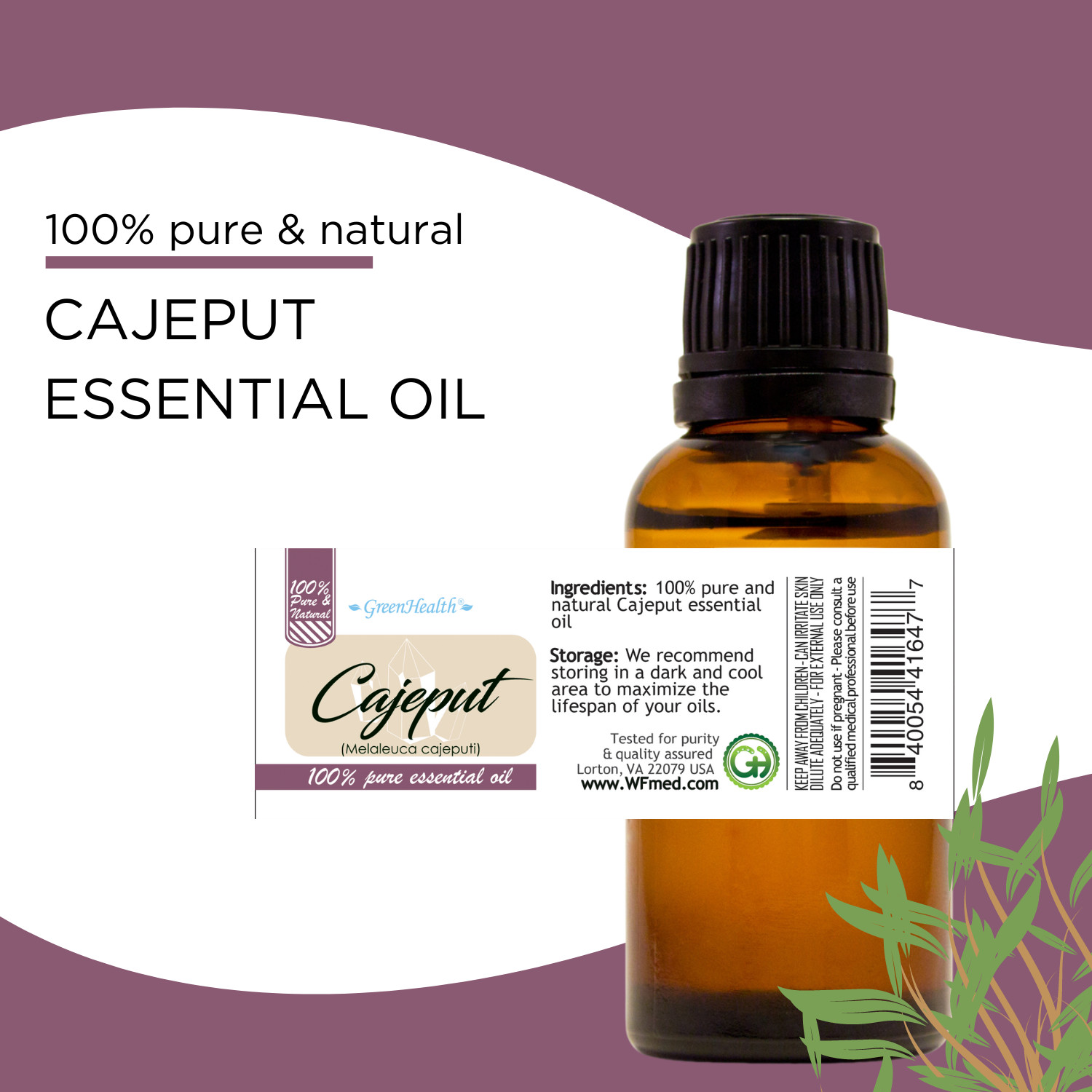 Cajeput Essential Oil 100% Pure and Natural 5ml-32oz Free Shipping