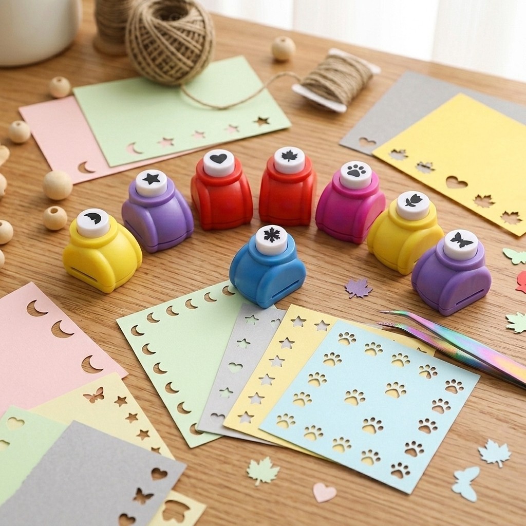 8Pcs Mini Paper Punch Set, Assorted Shapes Craft Hole Punchers for Scrapbooking