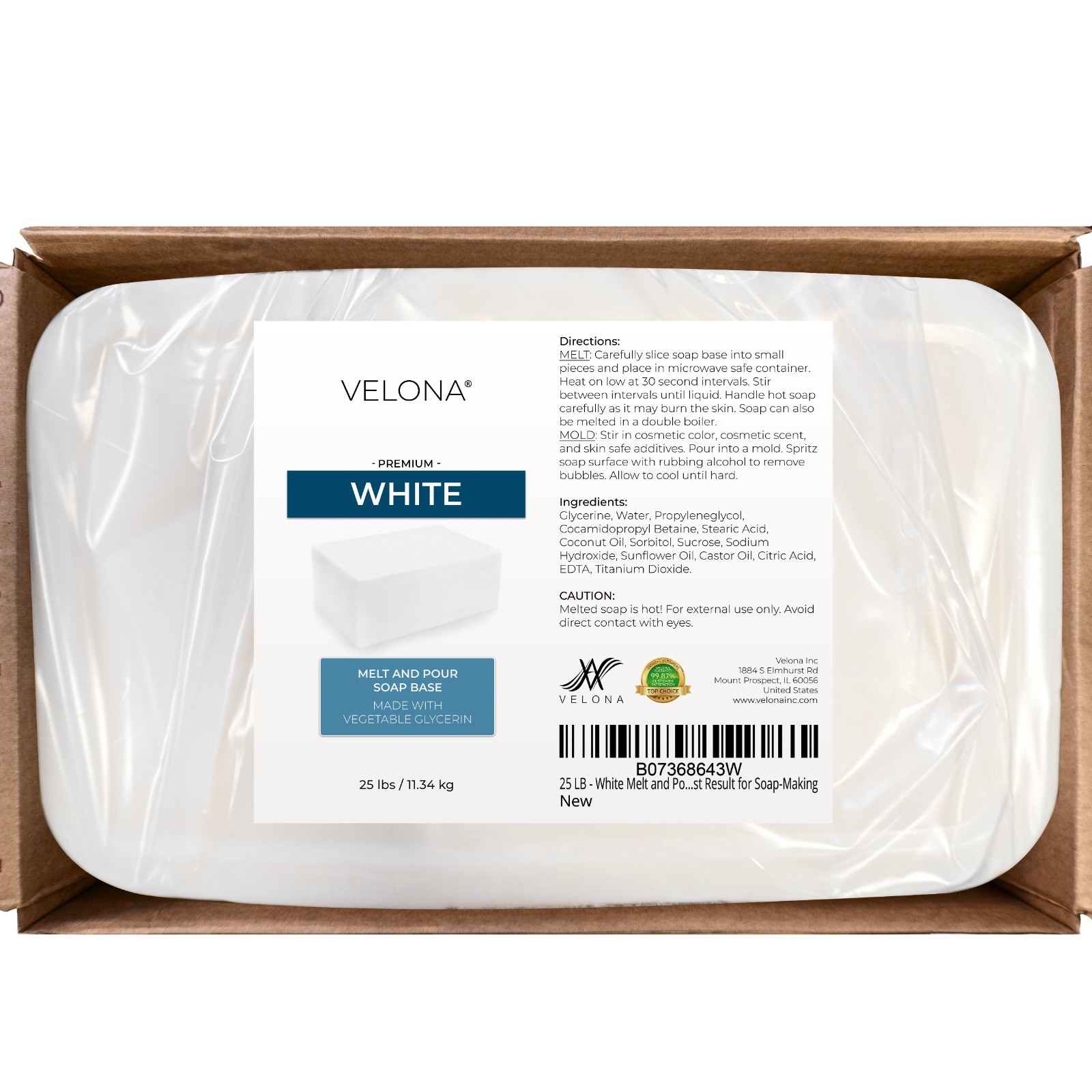 2, 5, 10, 25 LB – White Melt and Pour Soap Base by Velona | SLS/SLES Free