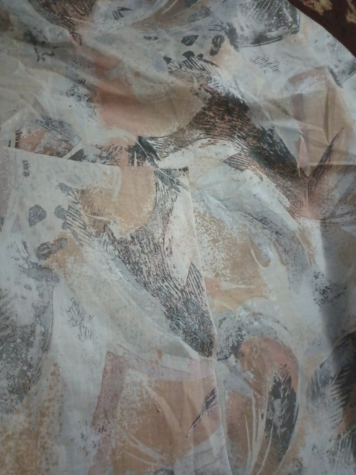 Lightweight Woven Fabric 45” Wide Beige Abstract Whimsical Print Cottonblend BTY