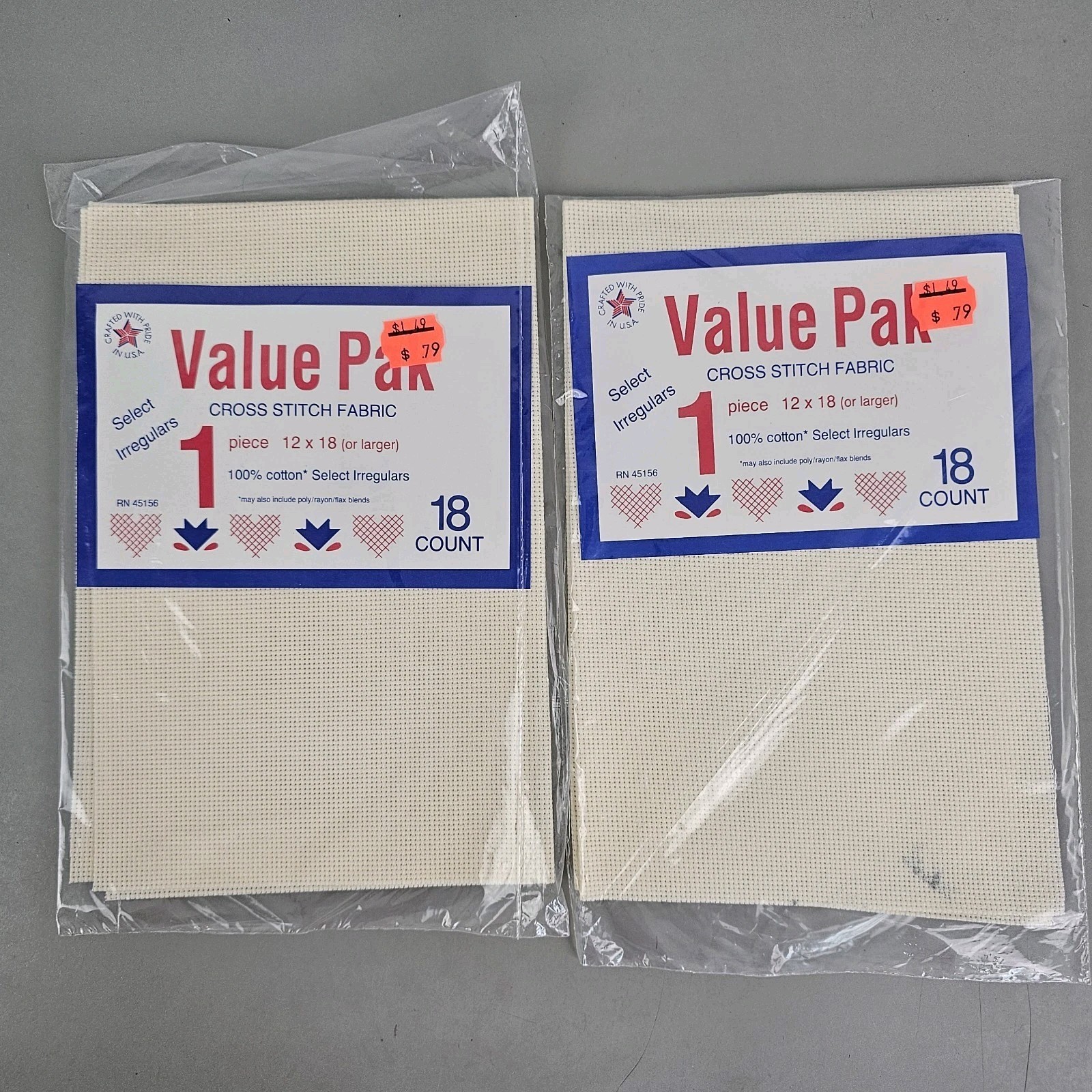 Lot Of 7 Value Pak Cross Stitch Fabric 1 Piece 12×18 – 18 Ct Aida