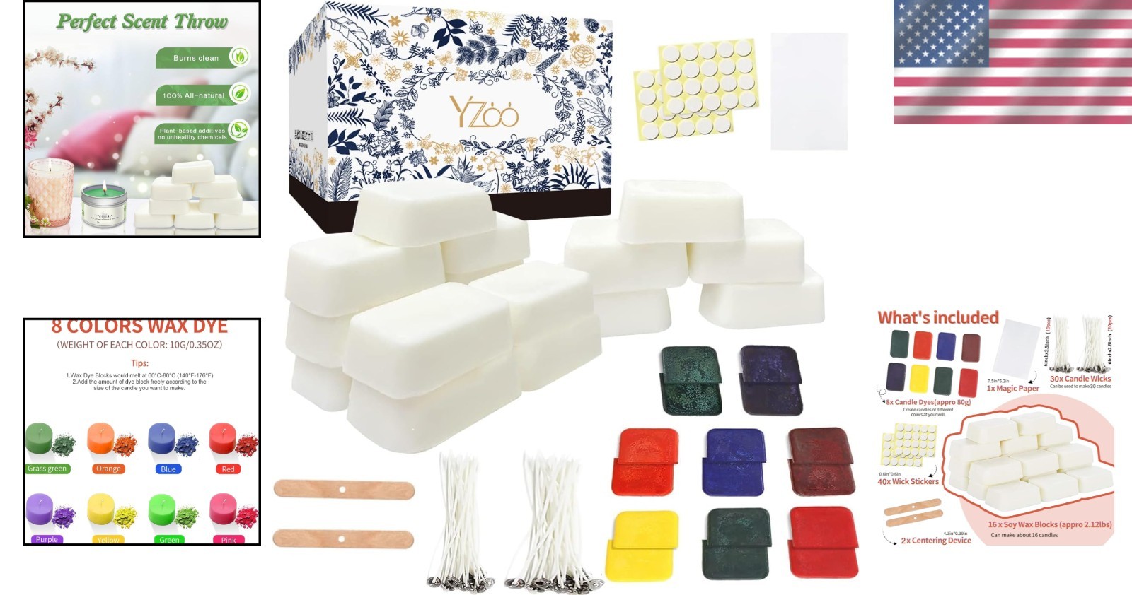 Eco-Friendly Candle Making Kit – 960g Soy Wax, Vibrant Dye Set for All Seasons