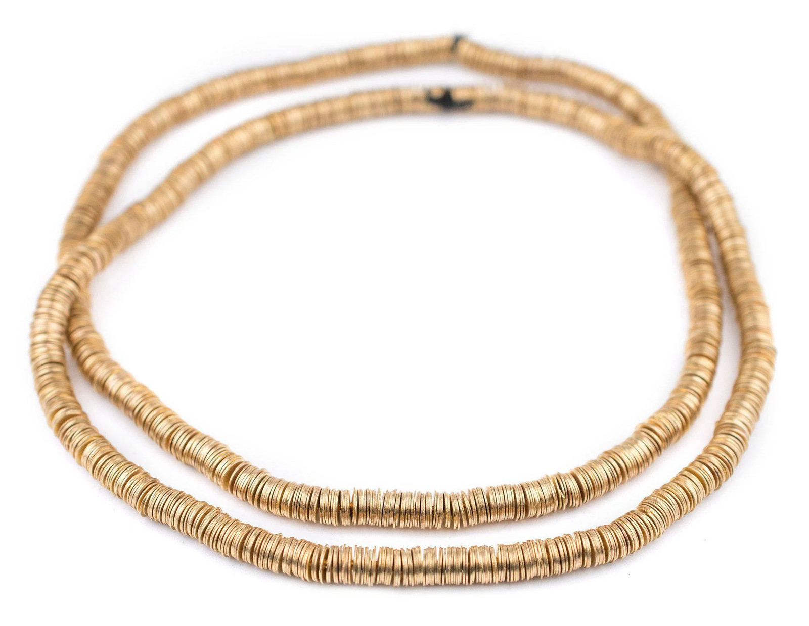 Gold Flat Disk Heishi Beads 6mm Brass 16 Inch Strand