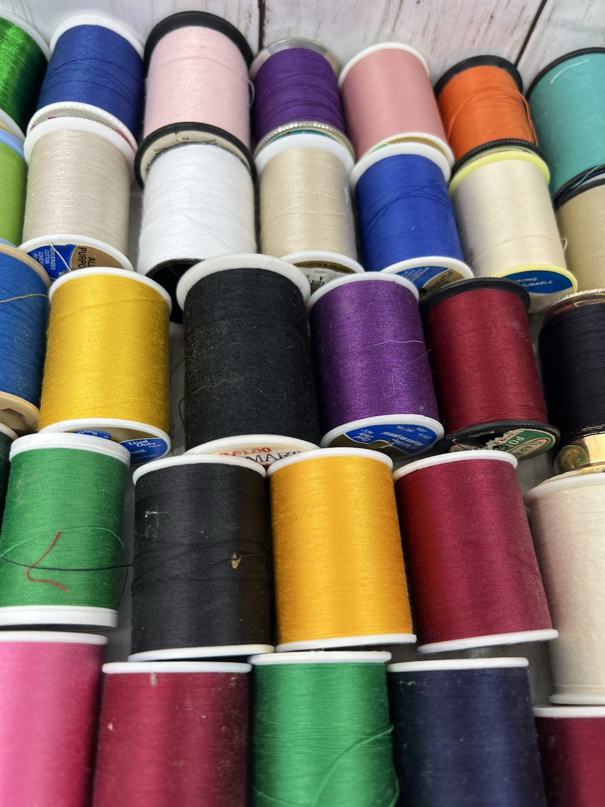 Sewing Thread Spools Mixed Colors Some Vintage Various Brands Colors Lot of 70
