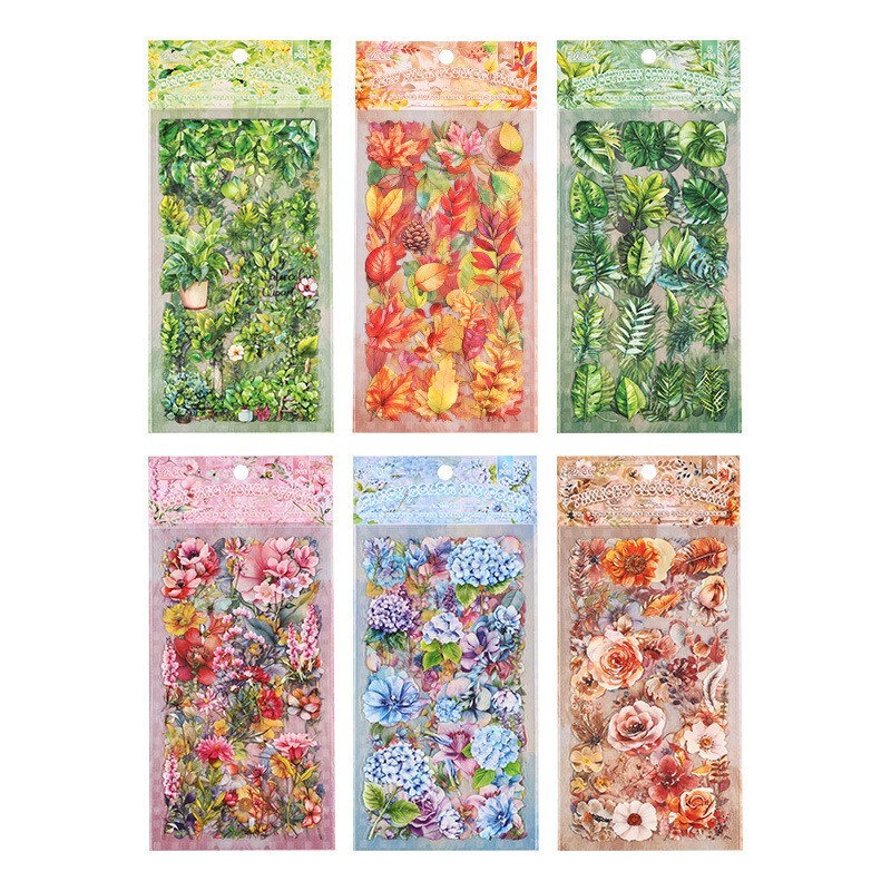 6Pcs Natural Journal Stickers PET Sticker Paper Scrapbooking Material Scrapbook