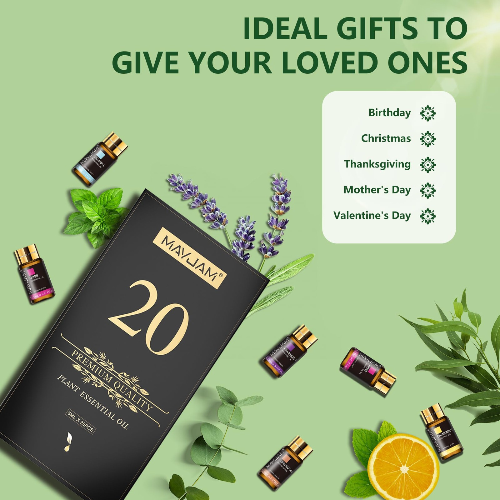MAYJAM Tea Tree 20 Pcs Pure Essential Oil Gift Set, 3.38 Fl Oz (Pack of 1)