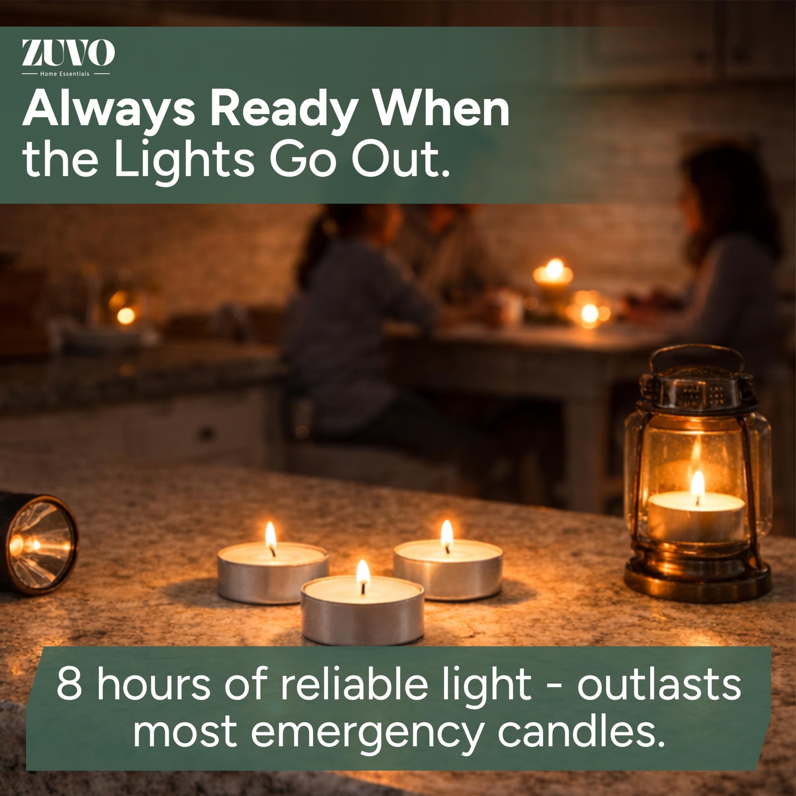 Zuvo Tea Lights Candles 8 Hour Burn (50 Pack) – Unscented 50 pack, White