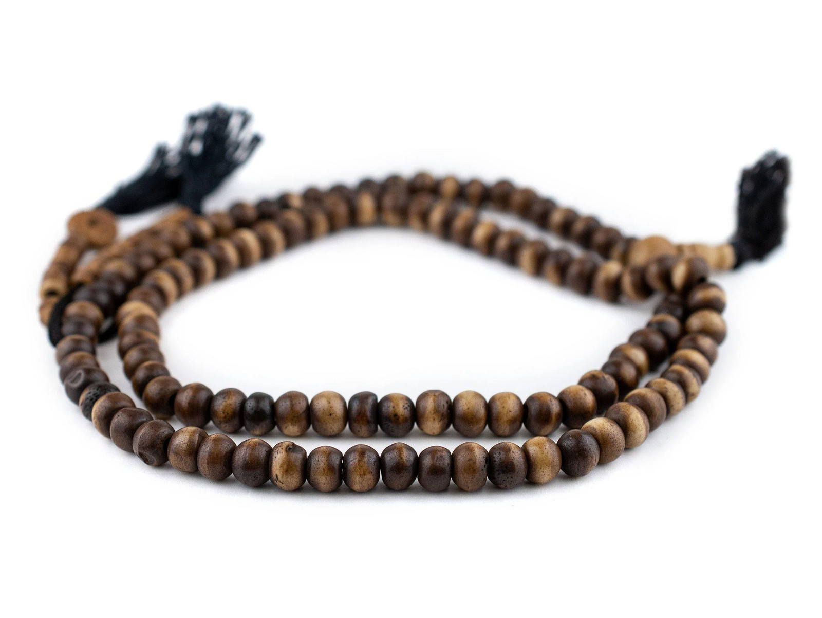 Brown Rustic Bone Mala Beads 8mm Nepal Round Large Hole 28 Inch Strand
