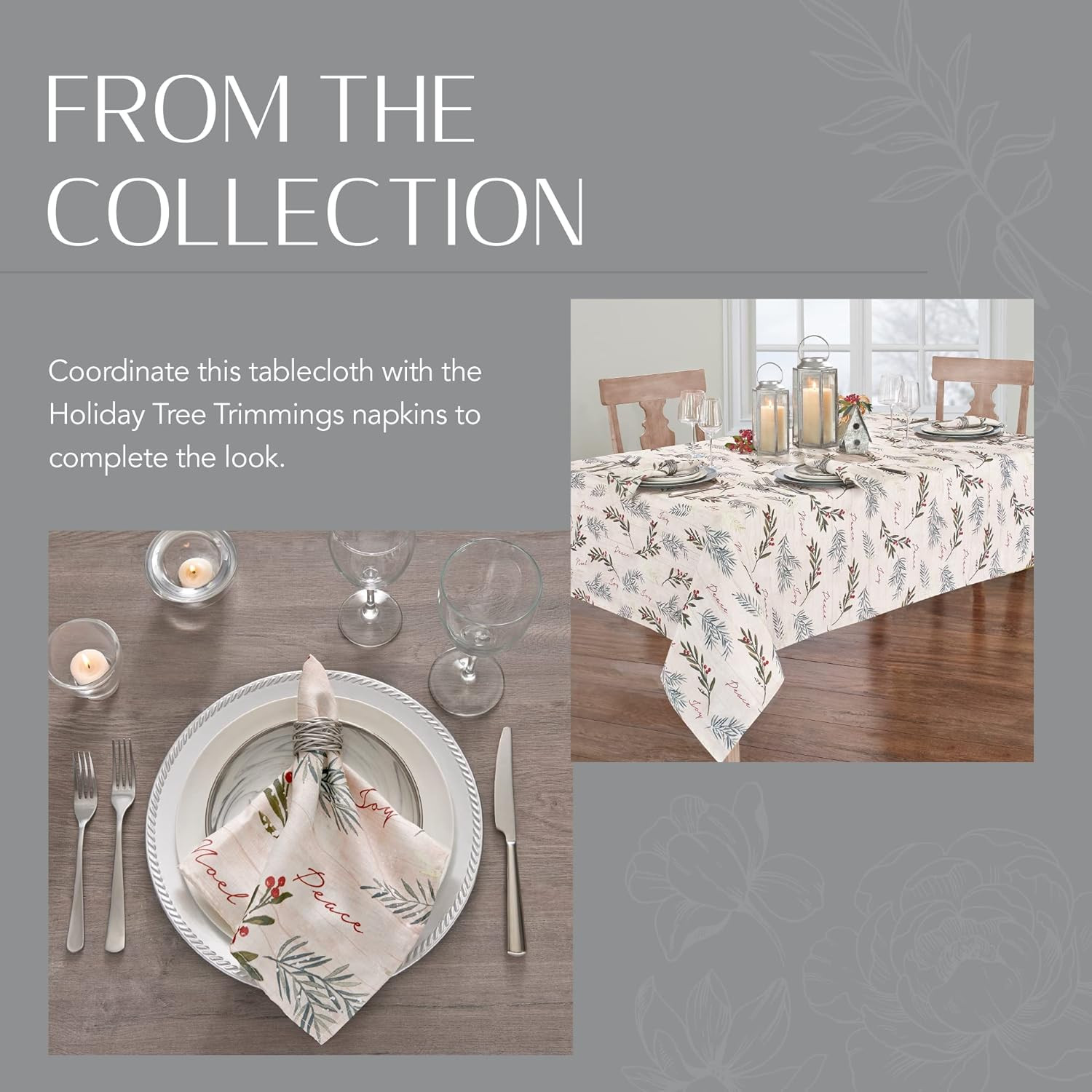 Home Fashions Holiday Tree Trimmings Wrinkle Resistant Fabric Christmas Tableclo