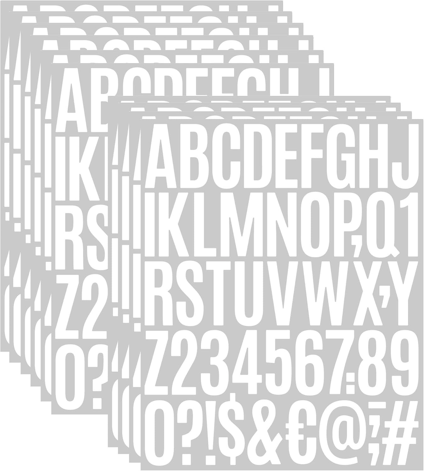 500Pcs 2 Inch Vinyl Letter Number Stickers Self Adhesive White 10 Sheets