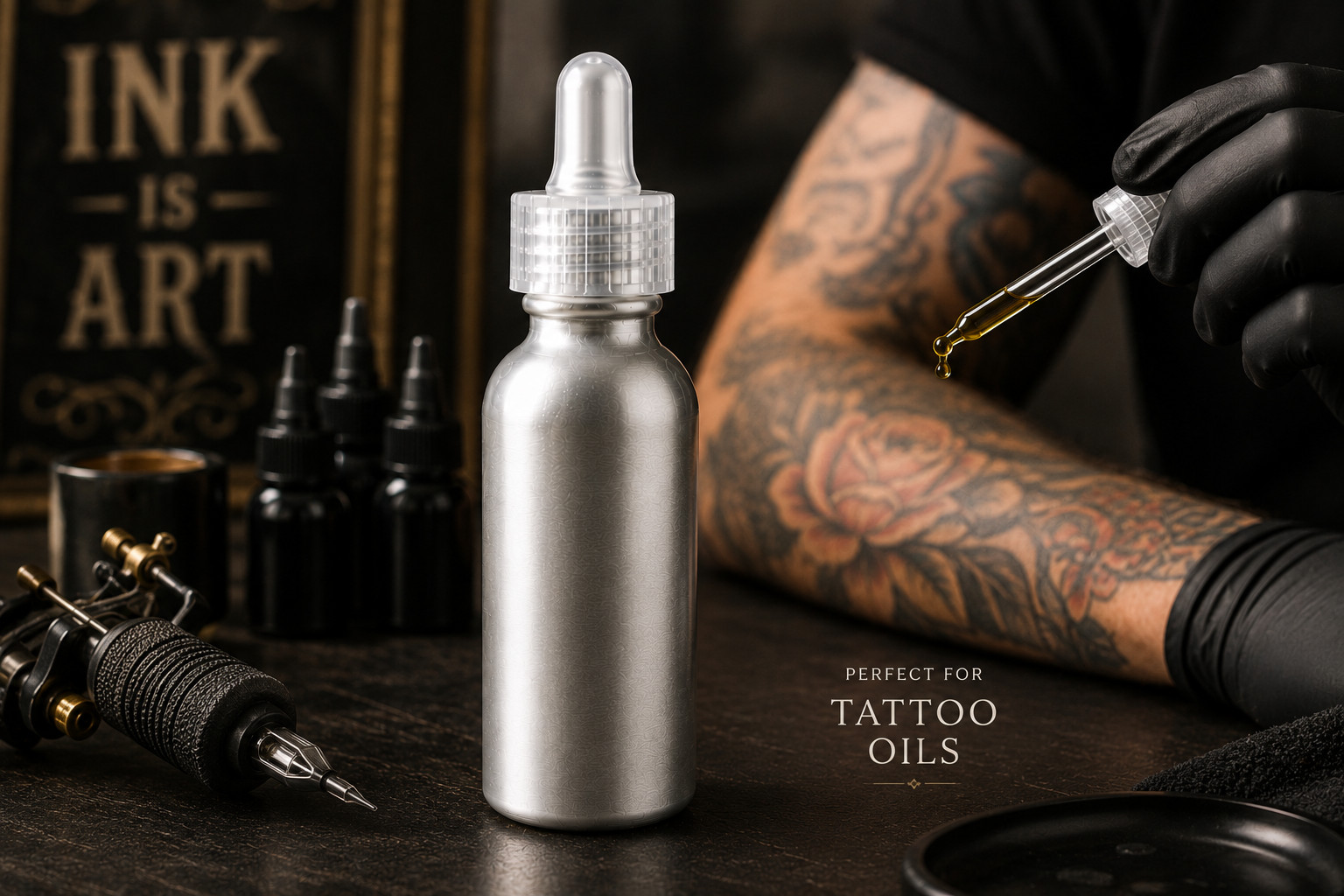1oz/30ml Aluminum Dropper Bottle – w/Graduated 1ml Pipette – Child Resistant Cap