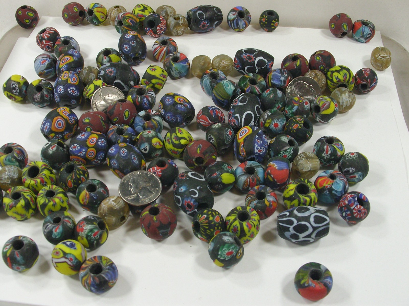 2 Pounds Assorted Shapes and Sizes India Handmade Replica Africa Beads (OLP-1)⭐