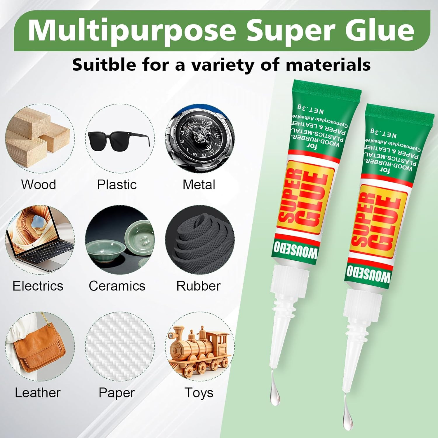 12 X 3G Super Glue Clear, Strong Adhesive,Super Glue Fast Drying Cyanoacrylate G