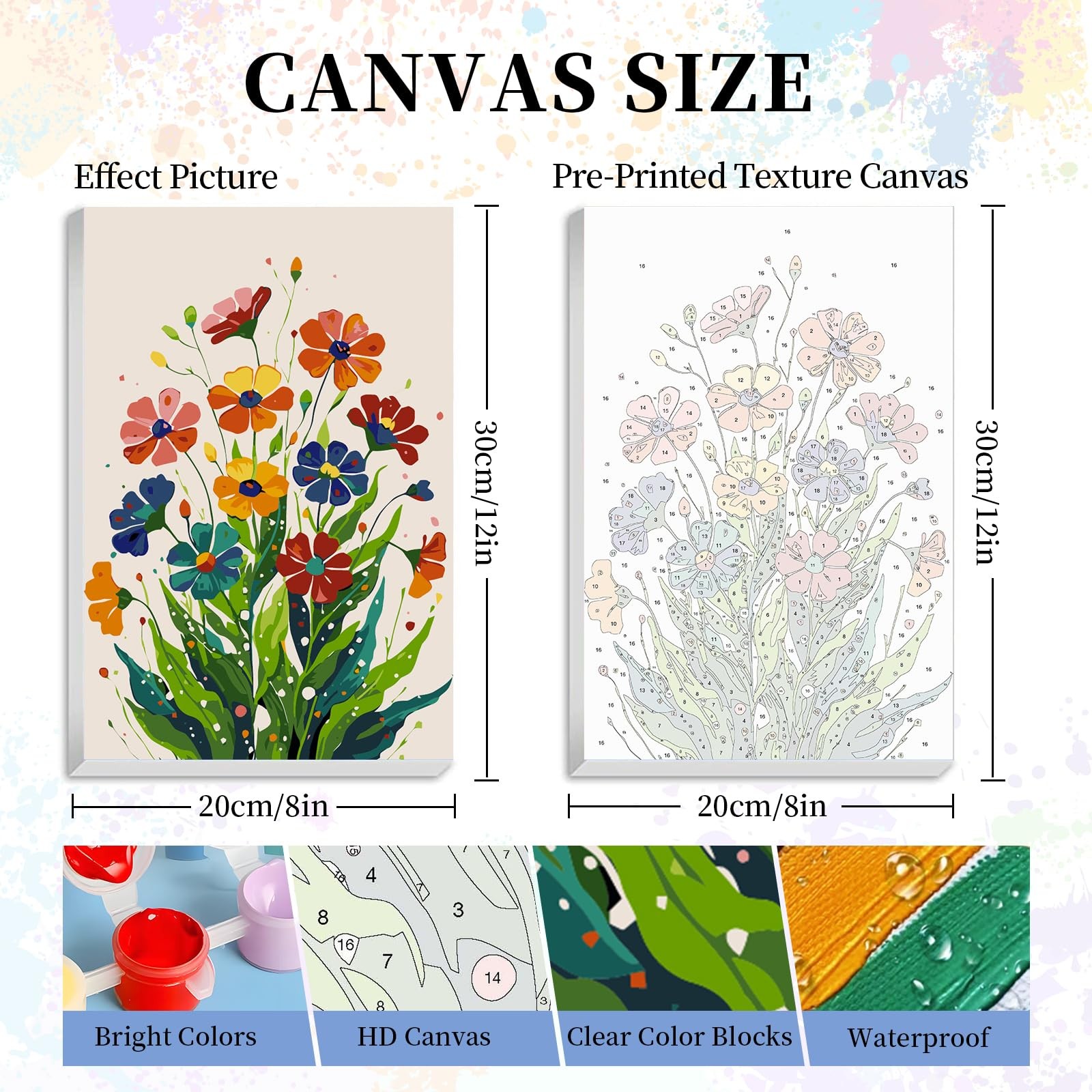 Framed Paint by Numbers Kit for Adults Beginner & Kids Ages 10-13, Flowers Easy