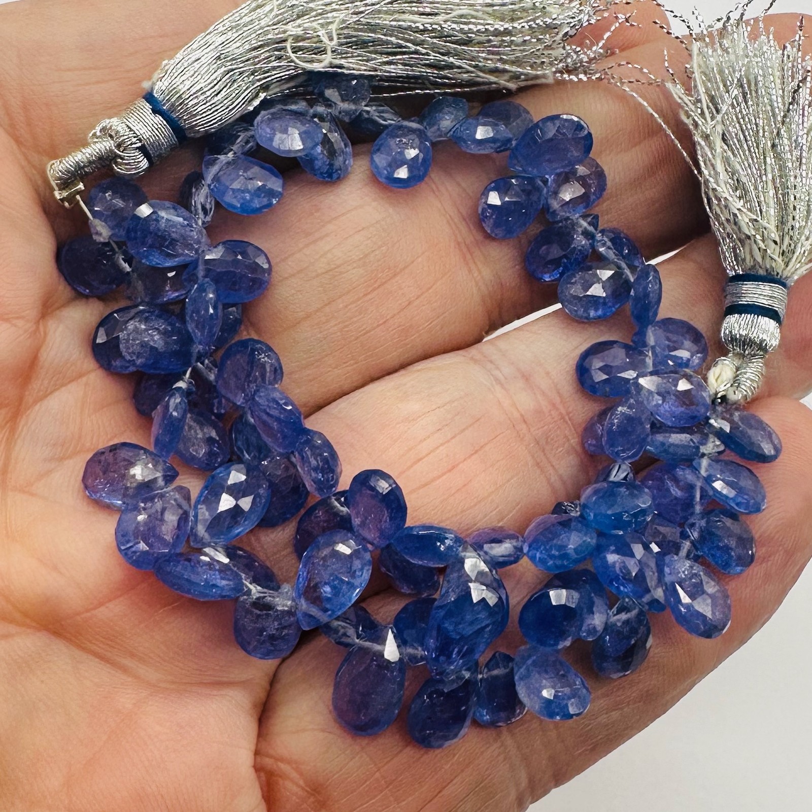 Tanzanite AAA Graduated Briolette Beads | 10x7x5 to 7x5x3mm | Lavender| 4 Beads|