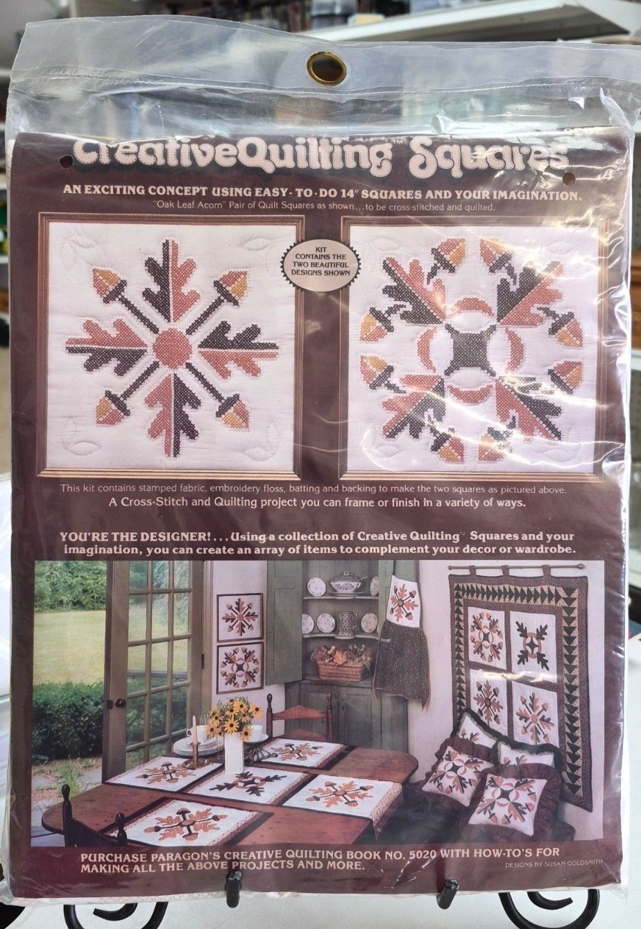 Paragon Creative Quilting Squares Kit Oak Leaf Acorn Cross Stitch Needle Craft