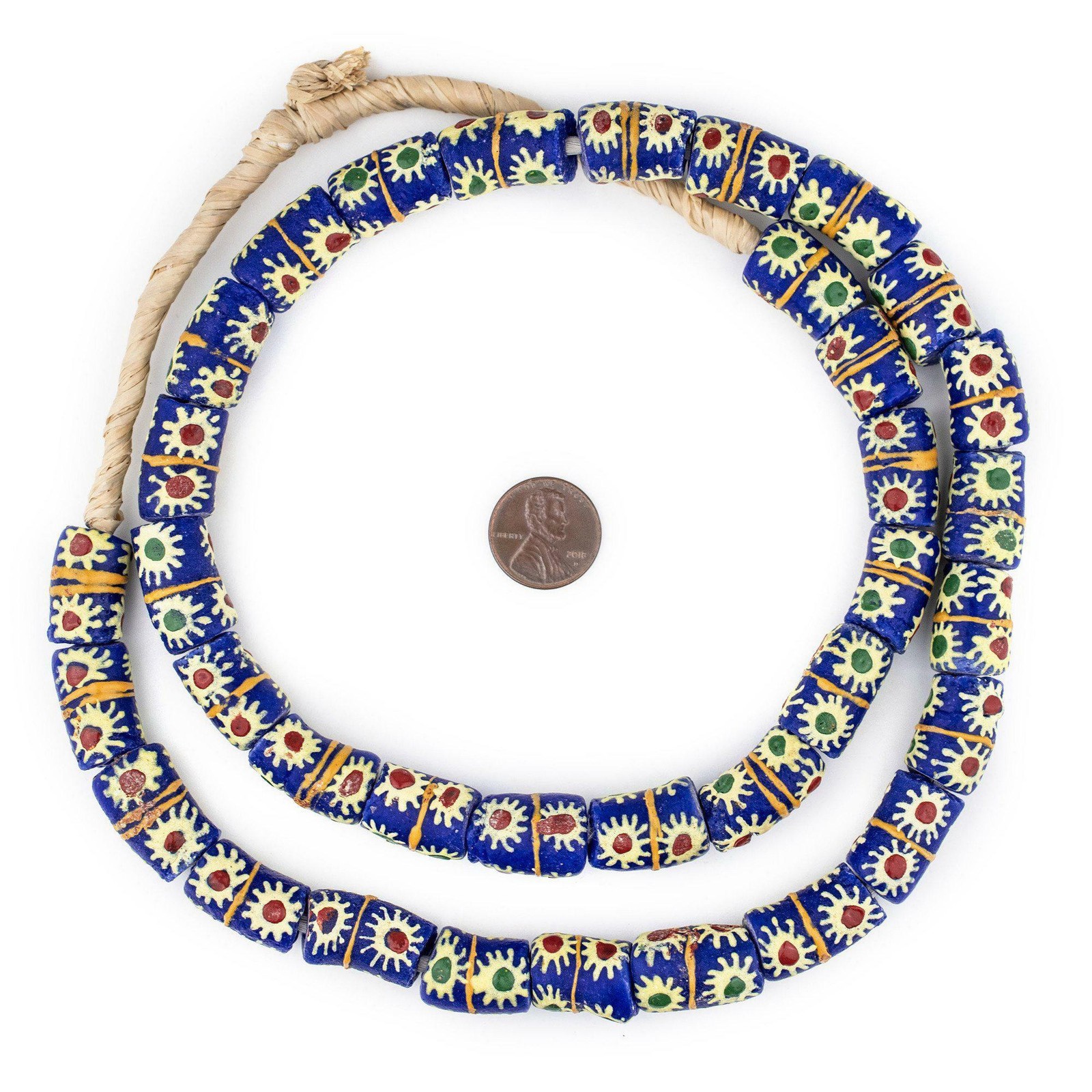 Southwest Style Cylindrical Krobo Beads 12mm Ghana African Multicolor Cylinder