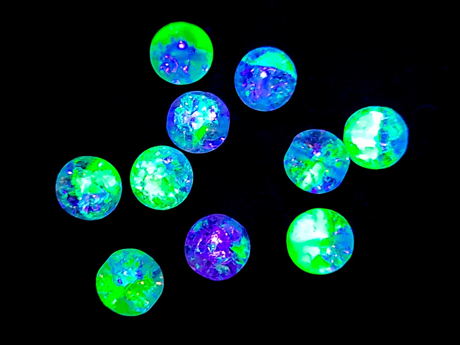 Pink Crackle Uranium Glass Beads 8mm Czech 10pcs
