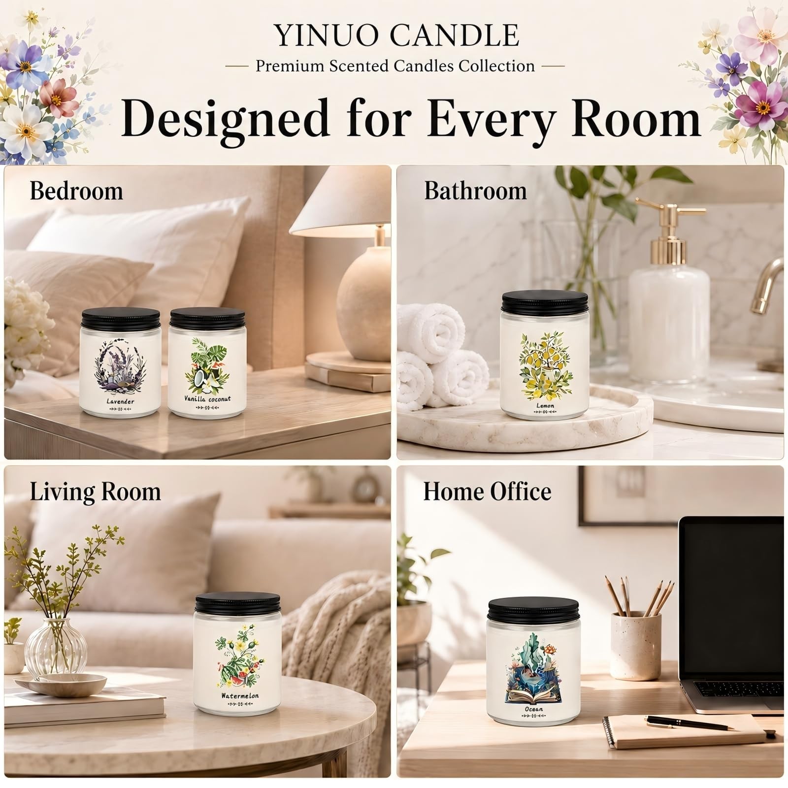 Scented Candles Gift Set for Home – 6 Pack 7oz Soy Candles Non Toxic | 300h L…