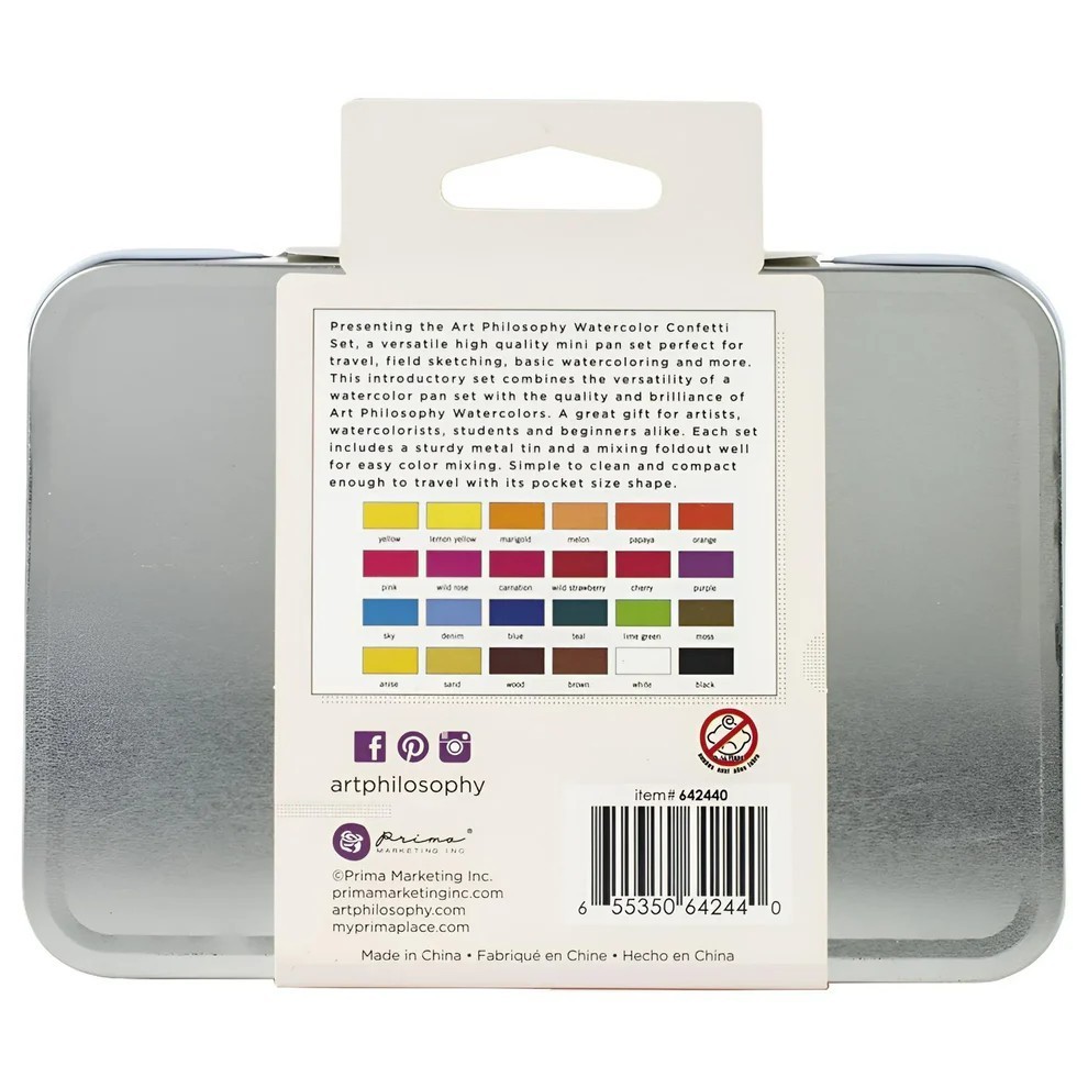 Prima Marketing Art Philosophy Watercolor Confetti Set – Vibrant Colors Kit